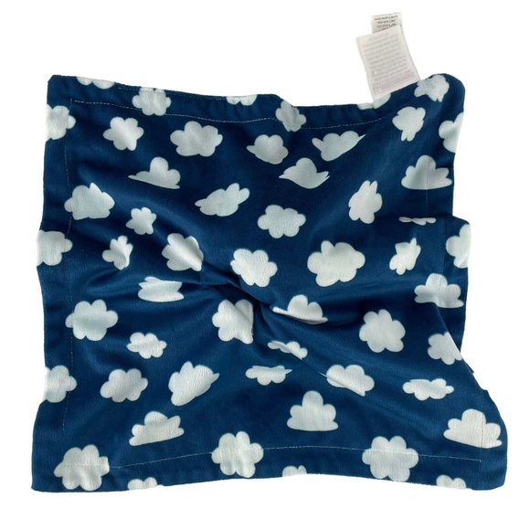 Baby Essentials Grey Teddy Bear Lovey 14" Security Blanket Blue Trees Clouds - Picture 6 of 7